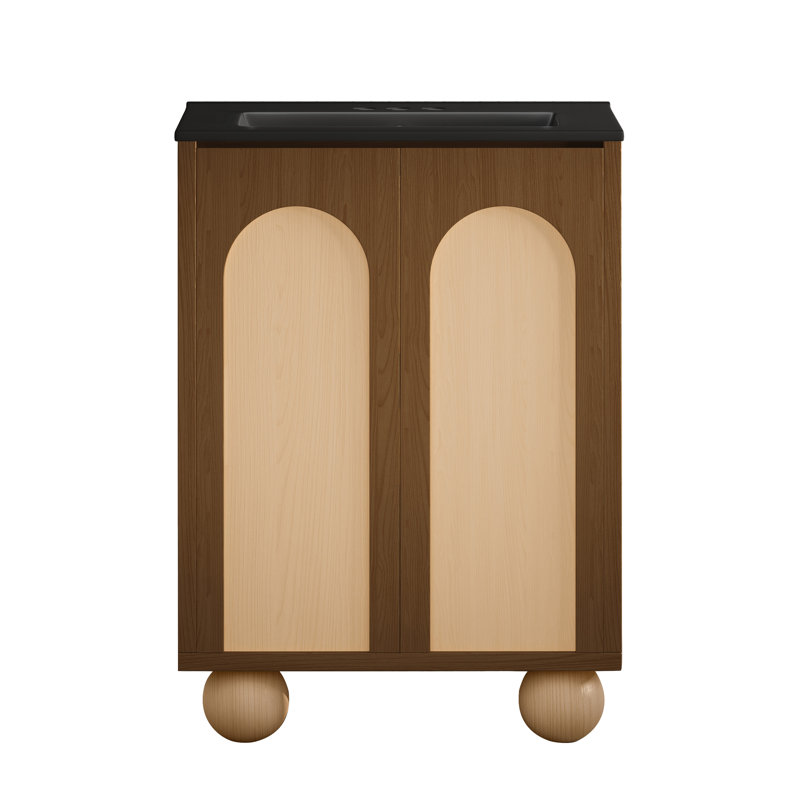 Ensemble de meuble-lavabo autoportant 24 po Plaisir II, Noir, noir, noir, noir, Chêne brun