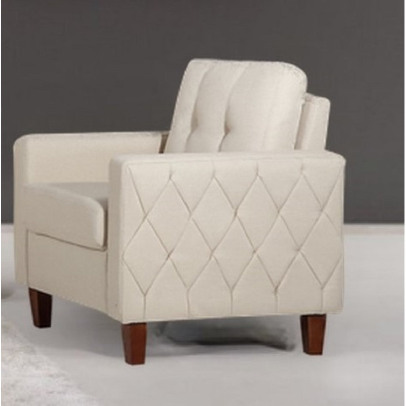Linen upholstered square arm chair, Polyester beige