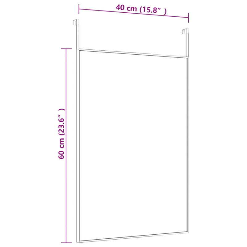 Jerl Metal;Glass Flat Wall Mirror, 60cm H x 40cm W, Black