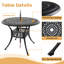 Ensemble de salle à manger bistro 3 pièces, table ronde de 90 cm avec trou pour parasol et 2 chaises pivotantes avec coussins bruns-1136959403-1135172661