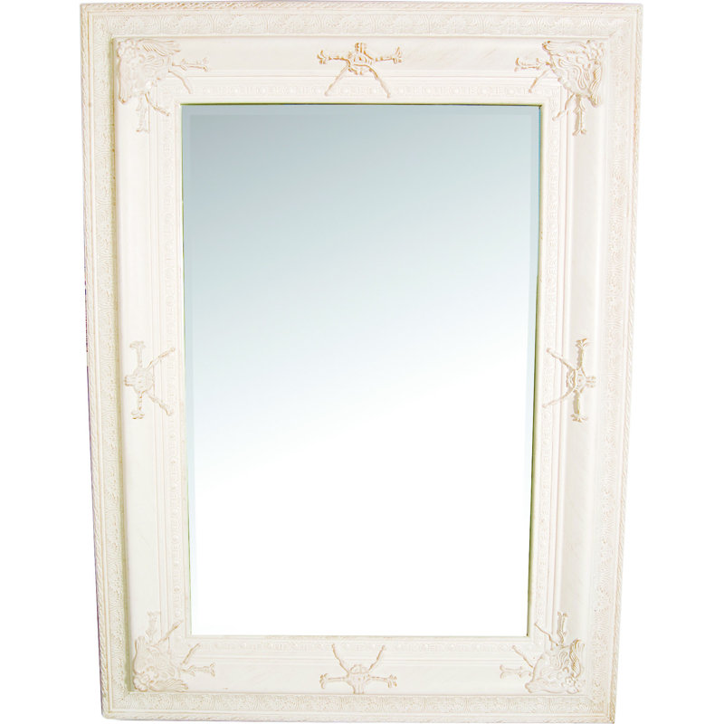 Ethier Wood Flat Wall Mirror, White, 120cm H x 90cm W