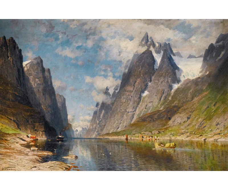 "A Fjor norvégien" par Adelsteen Normann - Art mural toile tendue avec châssis, H 40 po x l 28 po