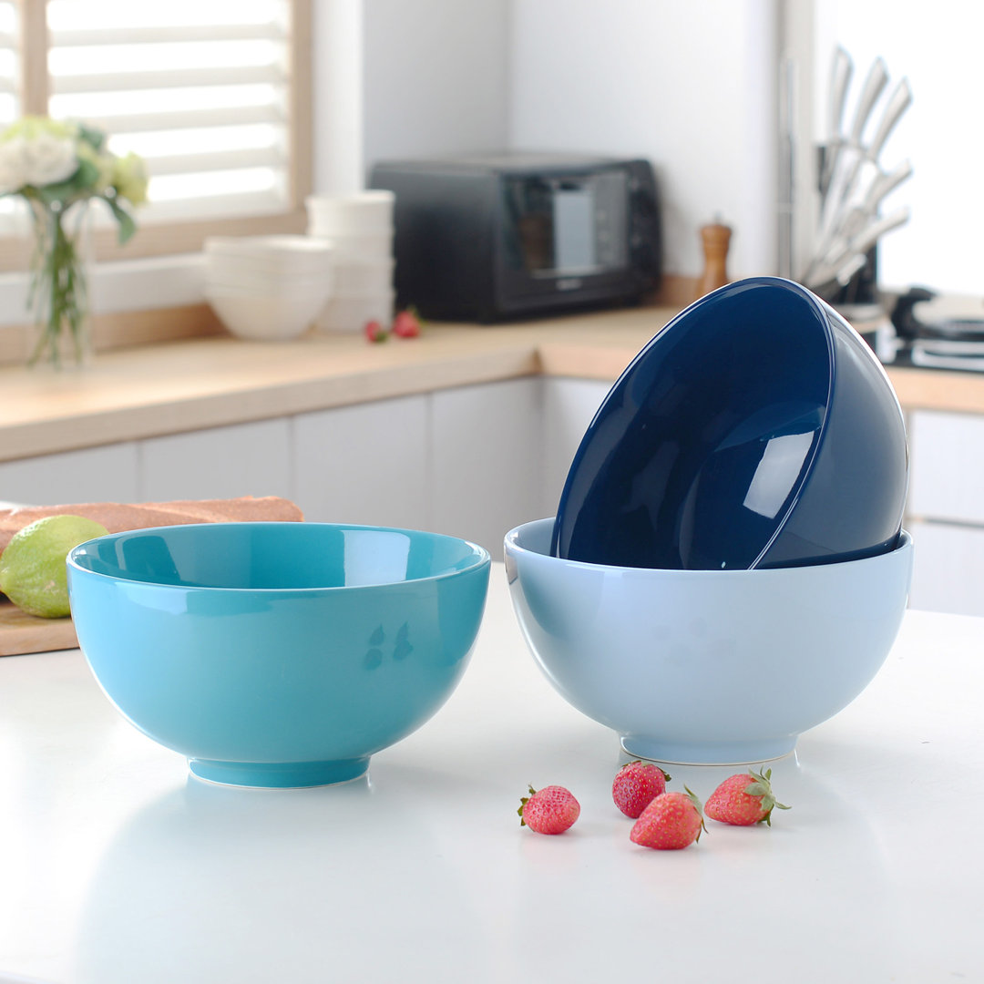 Abbie-Jo 3-Piece 2000Ml Assorted Color Porcelain China Salad Bowl Set