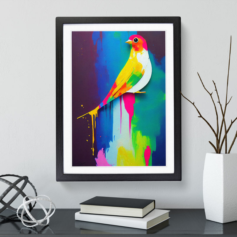Dripping Bird No.2 Abstract - Single Picture Frame Print, Black, 64cm H x 46cm W x 2cm D