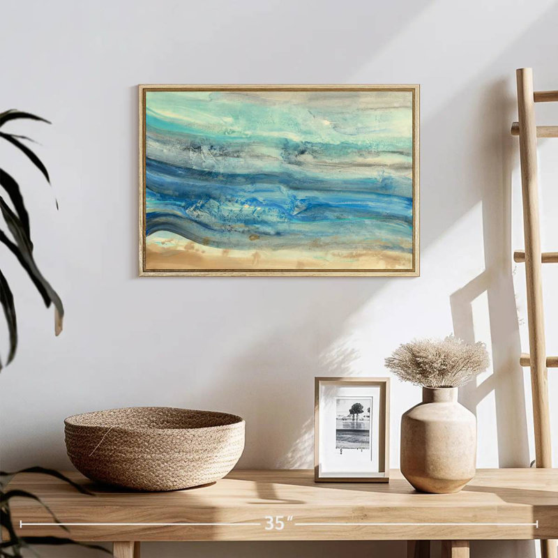 Vagues de l'océan, 19 po x 13 po, Cadre flottant en bois naturel