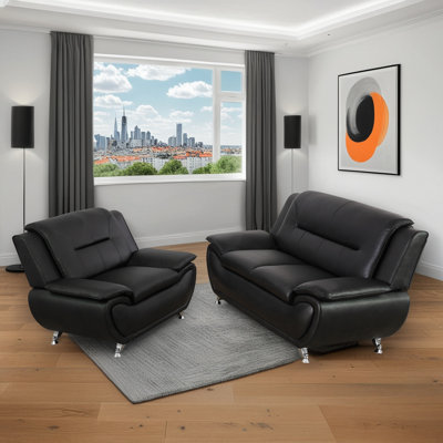 Faux Leather 2-Piece Couch Living Room Sofa by Latitude Run
