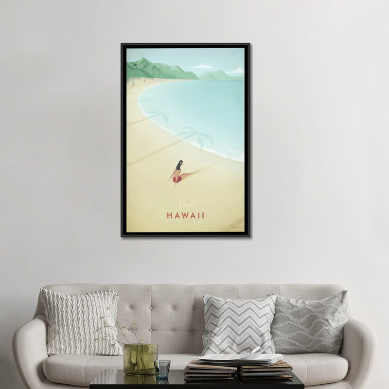 « hawaii », impression sur toile tendue, H 26 po x l 18 po x P 1,5 po, Toile avec cadre noir, Pas de tapis