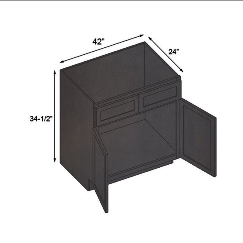 Base de meuble-lavabo à double porte SB42, H 34,5 po x l 42 po x P 24 po, Gris anthracite