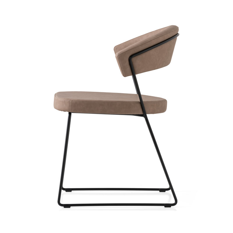 New York Upholstered Armless Chair with Sled Base, Matt Black, Desert