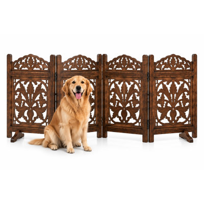 4-Panel Foldable Wooden Dog Gate