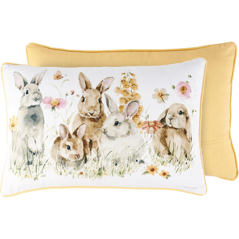 Coussin Primitives By Kathy Flower Bunnies - taille 18 po x 12 po