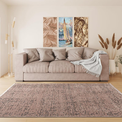 Ruglenza Modern Woven Rug - Washable Soft Touch Carpet, Non Slip Base, Easy Clean Wool Blend Texture, Decorative Area Rug for Living Room & Bedroom