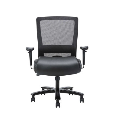 Heavy Duty Office Chair, Black Mesh And Faux Leather, 400Lbs Capacity