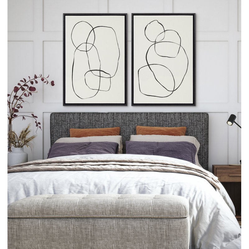Set of 2 Black Framed Abstract Canvas Art Prints