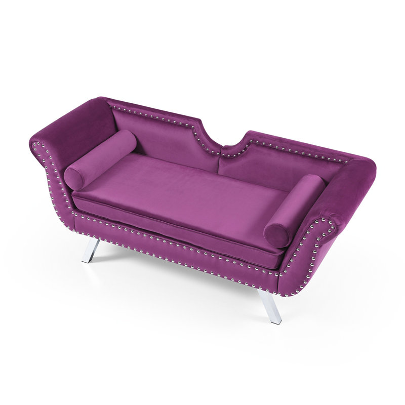 Egarr 61" Velvet Flared Arm Loveseat, Purple