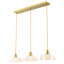 Luminaire suspendu 3 lumières pour îlot de cuisine, abat-jour en verre pétale blanc fabriqué à la main avec finition laiton brossé, luminaire de salle à manger réglable