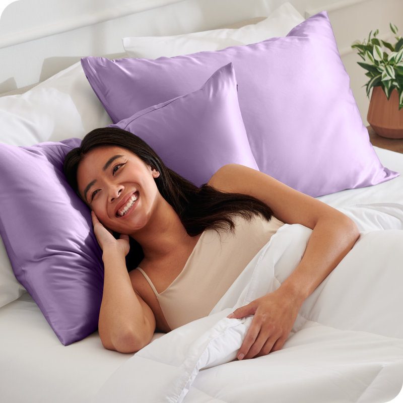 Soft Poly Satin Pillowcase Set, Lavender, Standard Pillowcases