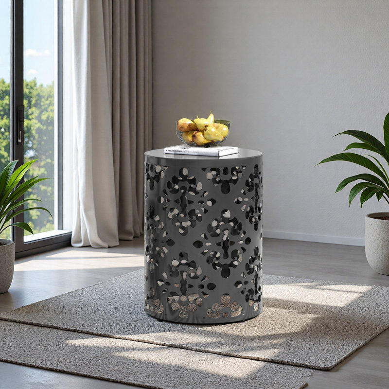 Table de bout d'extérieur en métal, Noir