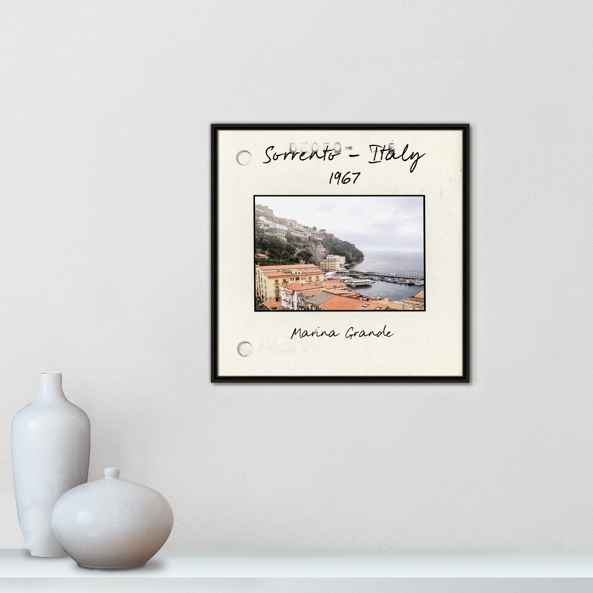 Sorrento Italy - Marina Grande Print by Susan Jill, Espresso Floater Framed Canvas, 25.5" H x 25.5" W x 2" D