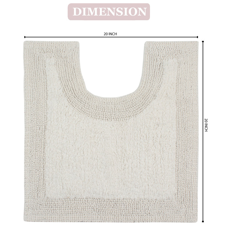 Bruss Luxury 100% Cotton Contour Bath Mat 20"x20" Reversible, Ivory