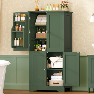 Garde-manger avec armoire de rangement à 4 portes avec tablettes réglables et supports latéraux, armoire de rangement pour la cuisine et la salle de bain.