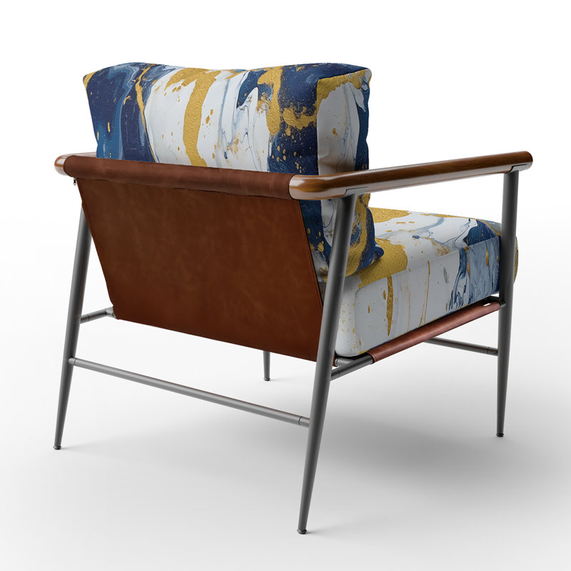 Fauteuil d'appoint rembourré abstrait abstrait bleu et or, Noir