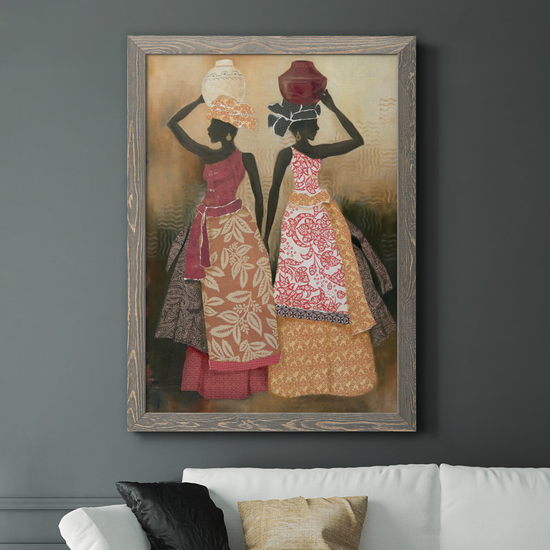 Village Village II - peinture sur toile encadrée, H 44 po x l 31 po x P 1 po, Toile avec cadre gris