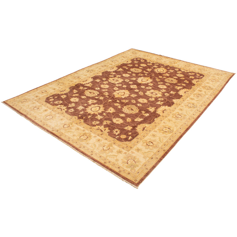 Tapis décoratif en laine de conception unique 10 pi 3 po x 13 pi 8 po noué à la main New Age Ushak
