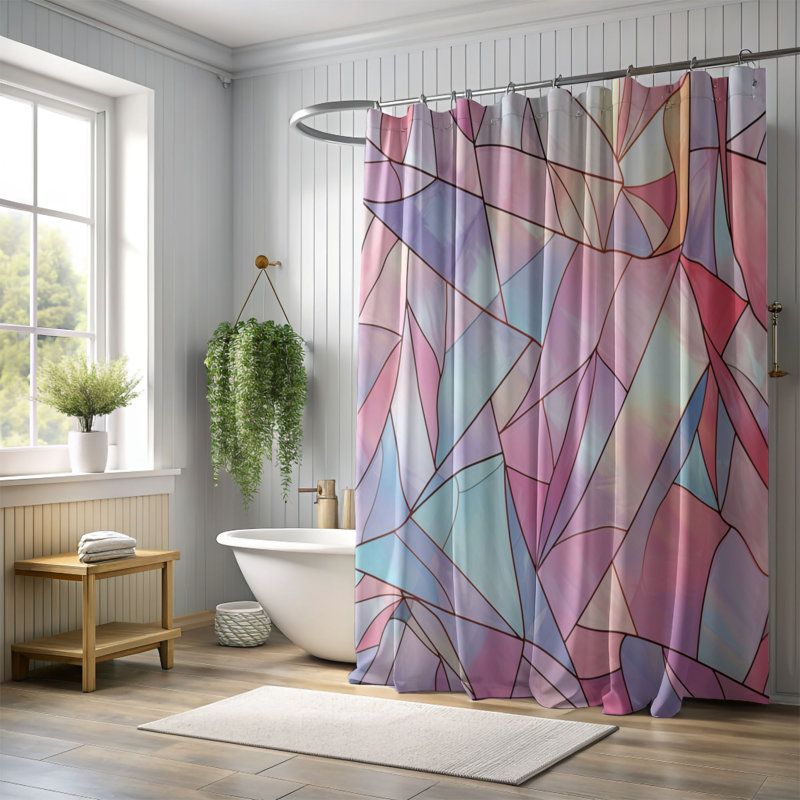 Panneau abstrait - Rideau de douche standard 1 pièce, H 74 po x l 71 po
