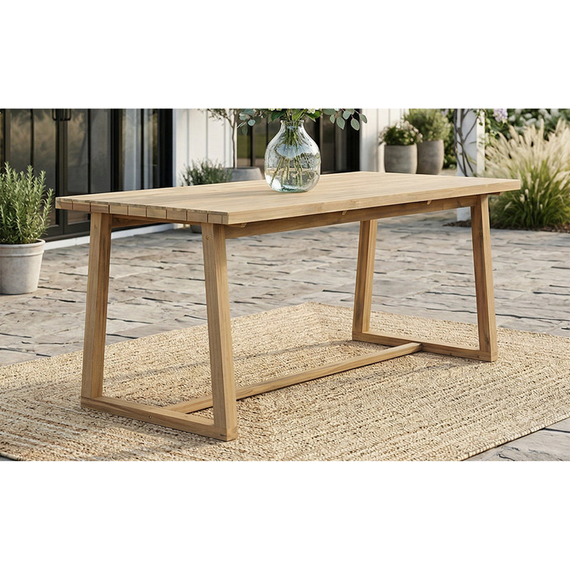 Table d'extérieur pour terrasse, jardin, teck clair