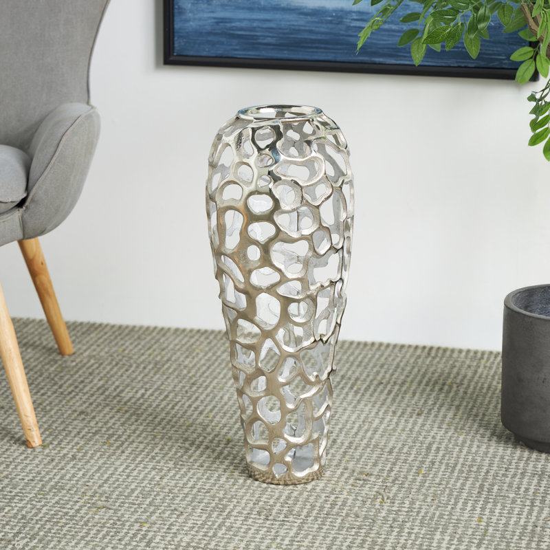 Vase Bodo, Argent, H 25 po x l 10 po x P 10 po