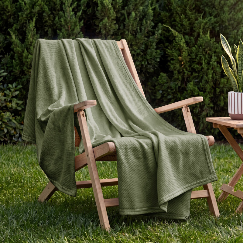 Couverture 100% coton Cozy Winter Bedure Soft Cozy, Très grand lit, Vert olive
