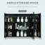 Armoire à pharmacie murale avec miroir à DEL Kleankin, armoire de salle de bain murale l 35,5 "x H 25,5" avec 3 armoires, fonction mémoire, charge USB, noir ultrabrillant