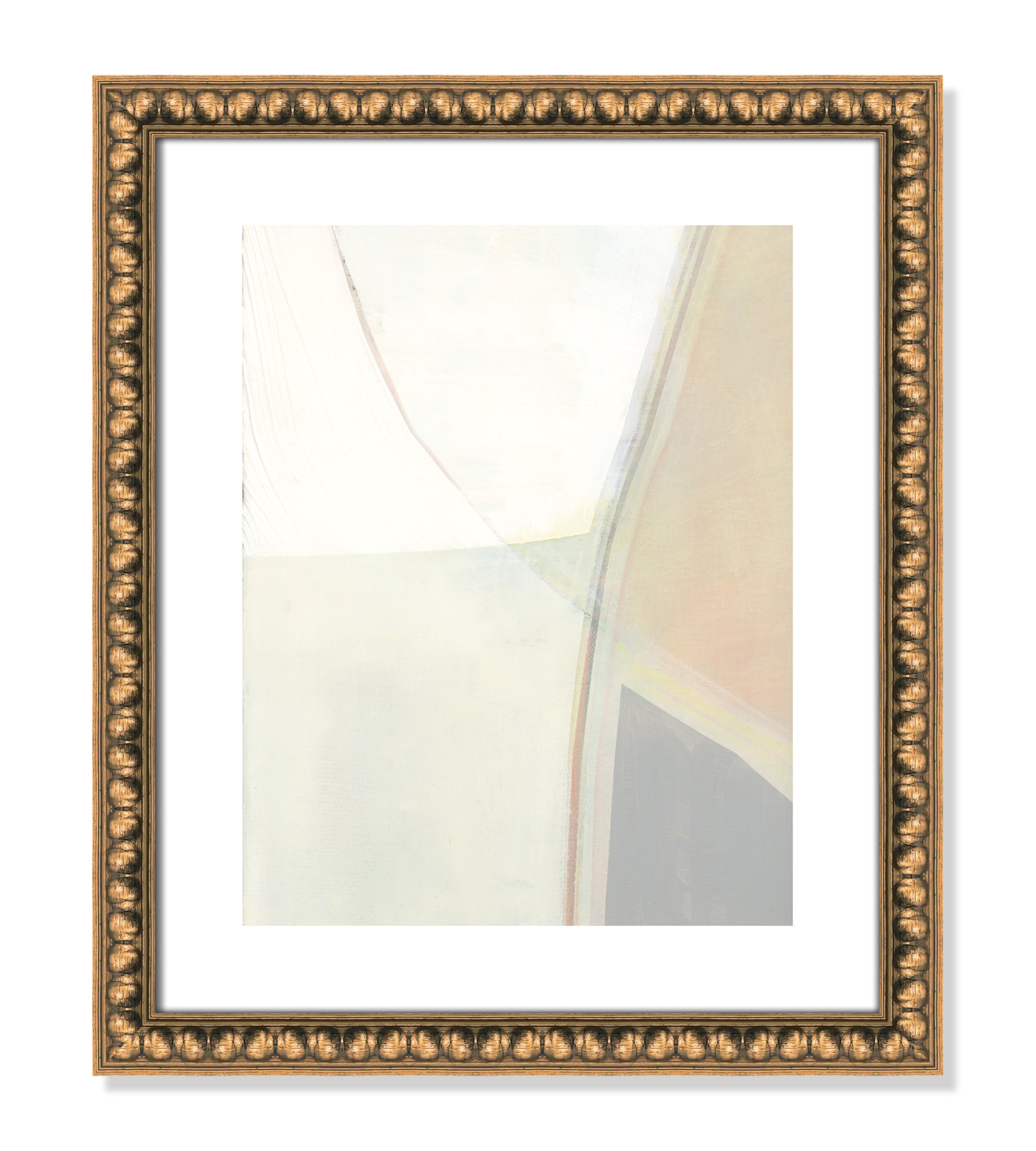 Alexandria "In Neutral II" Painting by Cartissi, Gold Bead Framed Paper, 19" H x 16" W x 1.13" D