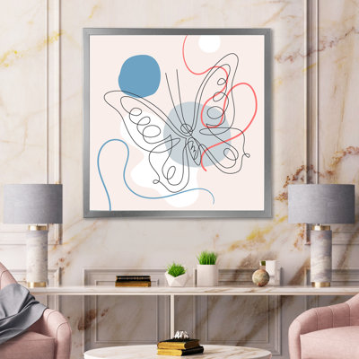 Papillon, dessin au trait sur cubisme III - peinture sur toile