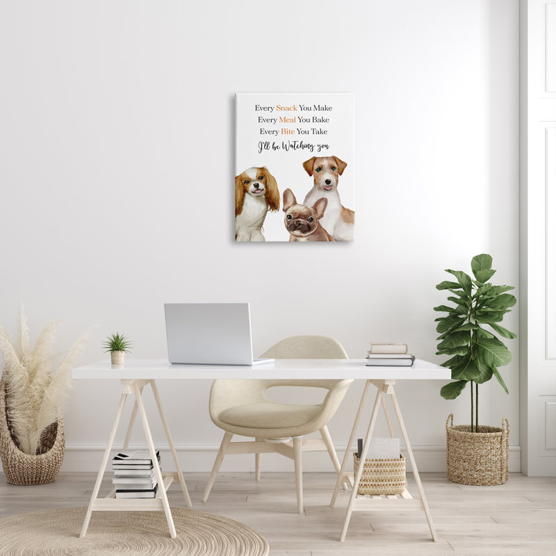 «Every Snack Meal Bite Expression Pet Dog Humor» par Ziwei Li - impression sur toile, H 30 po x l 24 po, Toile tendue