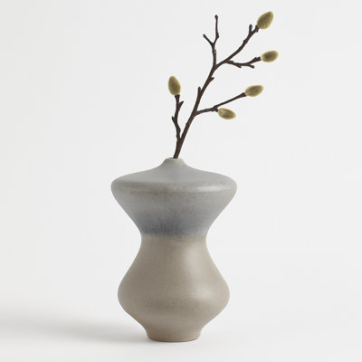 Timeless Oversized Two-Tone Floor Vase for Home Decor - Tall Vase with Sculptural Flare for Decorative Flower Vases - 22", Ivory/Beige