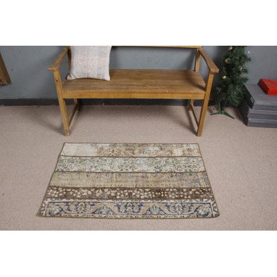 Tapis turc rétro pour vestibule ou petit tapis Anatolian fabriqué à la main pour un décor bohème