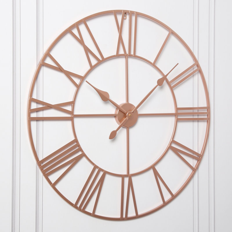 Elienor Iron Wall Clock, 80cm H x 80cm W x 4cm D, Copper