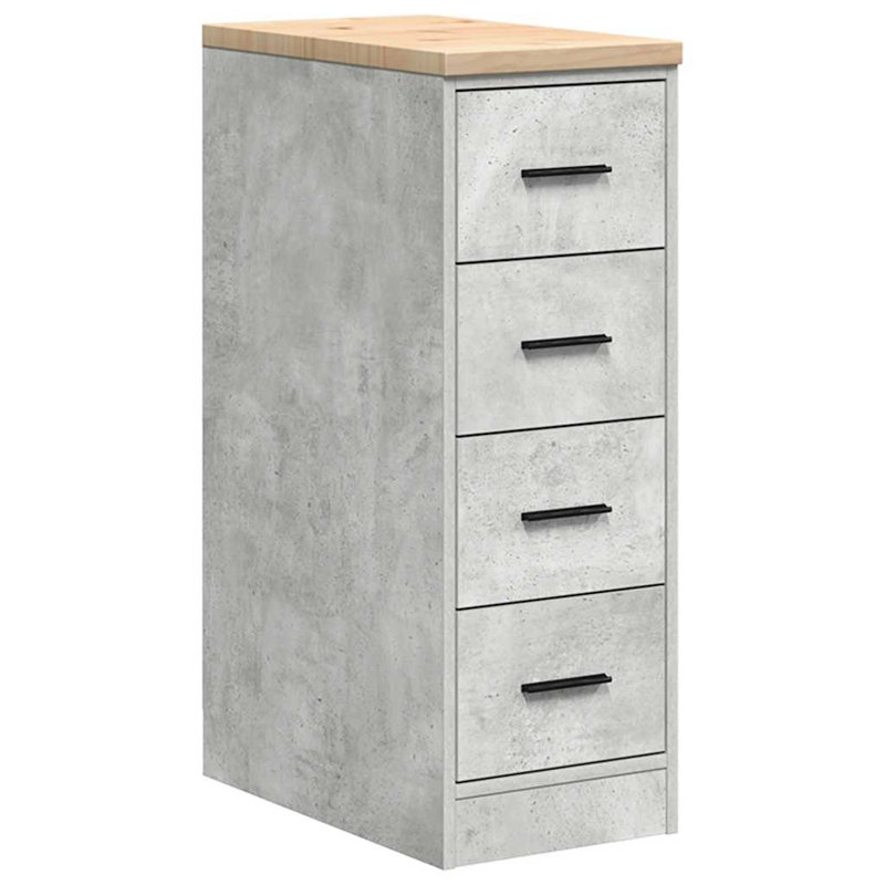 Solid Wood Single Storage Cabinet ( 85cm H x 30cm W x 51cm D), Concrete Grey