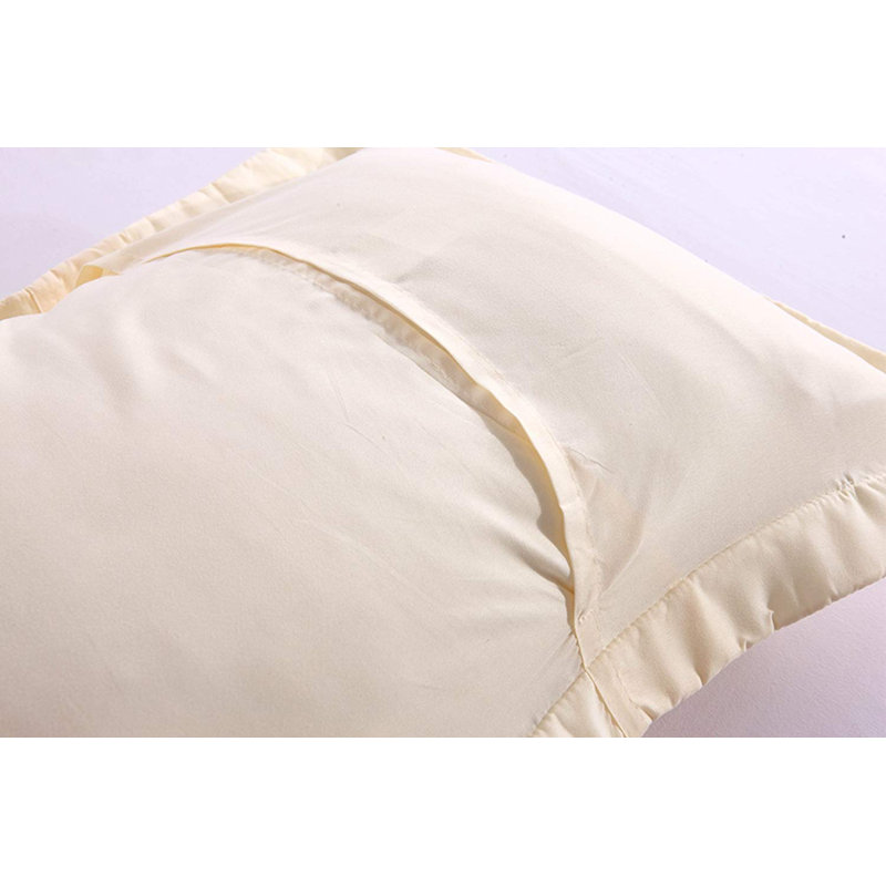 Beige Embroidered Cotton Polyester King Pillow Shams Set