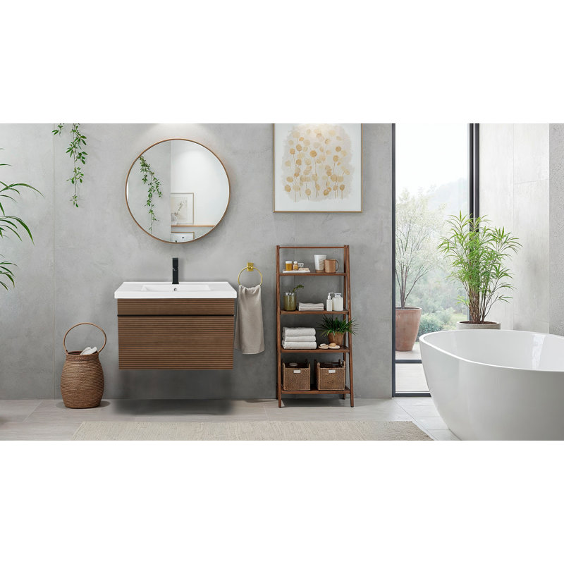 Ensemble de meuble-lavabo mural flottant et mural de 30 po Barham