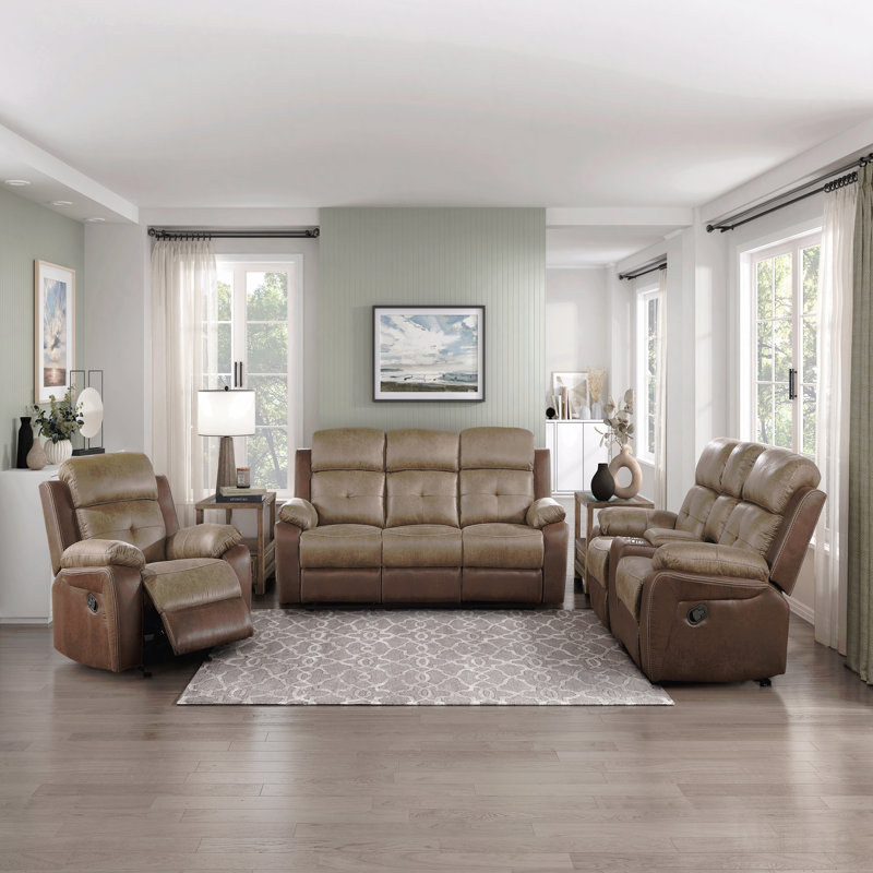Fauteuil inclinable en microfibre brun - Fauteuil oscillant, détails capitonnés, accoudoirs moelleux, structure en bois massif
