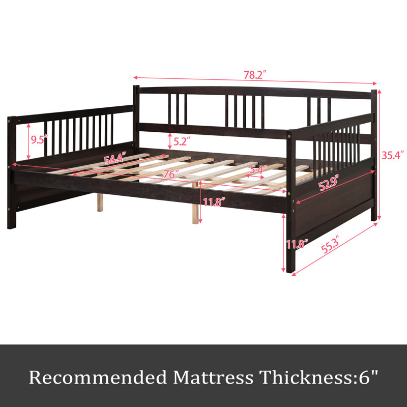 Full Size Daybed With Support Legs, Espresso