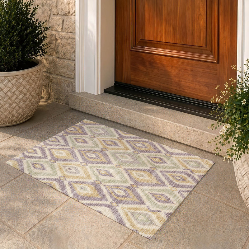 Tapis Chantille ACN3072 Ikat lavable à la machine pour intérieur/extérieur, Mauve, 1 pi 8 po x 2 pi 6 po