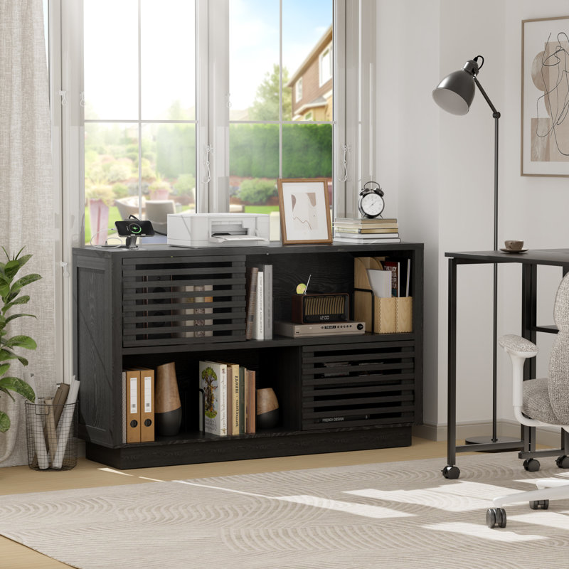Support pour lecteur de disques 47 po avec station de charge et tablettes réglables, Noir