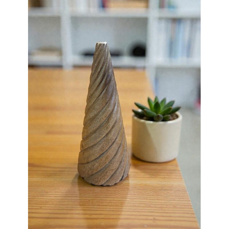 Arbre de Noël Med avec motif ondulé naturel H 5 po, H 5 po x l 14,2 po x P 14,2 po, Naturel
