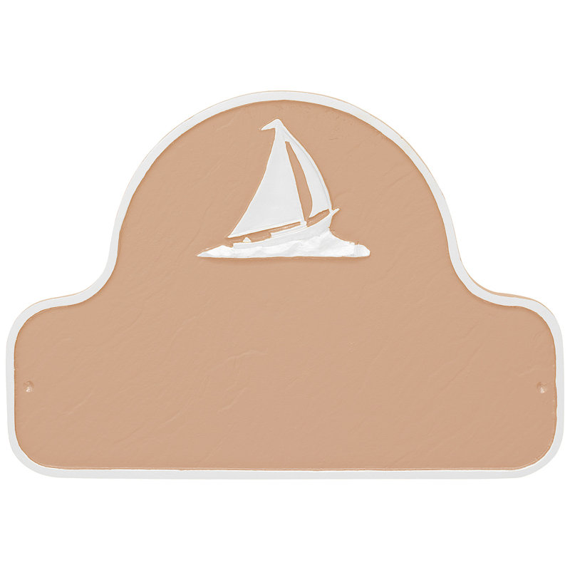 Plaque d'adresse voilier voilier, Taupe/blanc