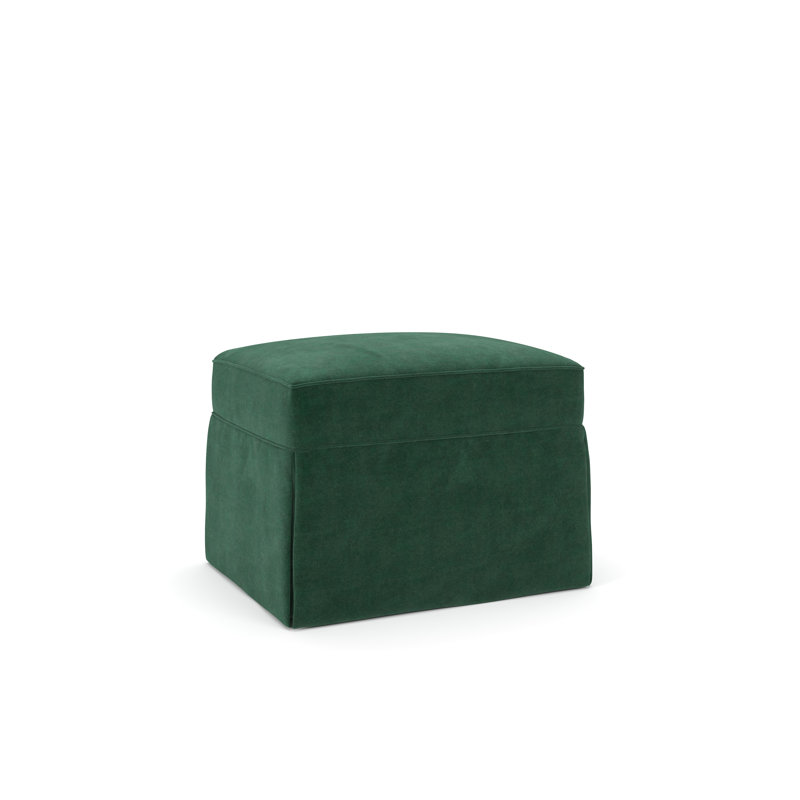 Amari 33" Rectangle Slipcovered Ottoman, Bella Hunter Performance Velvet