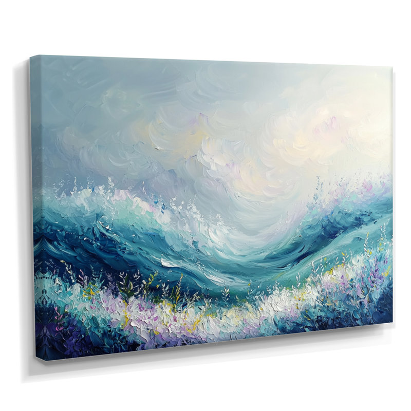 Parallel Beach of Abstract Coastal Landscape VI - Art mural moderne abstrait abstrait, H 16 po x l 32 po, Ne s’applique pas